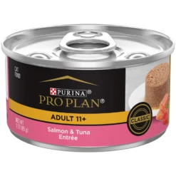 Purina® Pro Plan® Adult Cat 11+ Salmon & Tuna Entrée Classic Cans -Cat Supplies Store 3008520 3008519 ENG FRONT